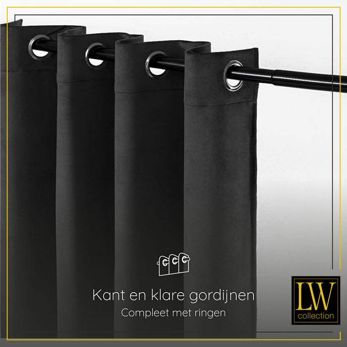 LW Collection Kant en klaar gordijnen zwart 290x245cm