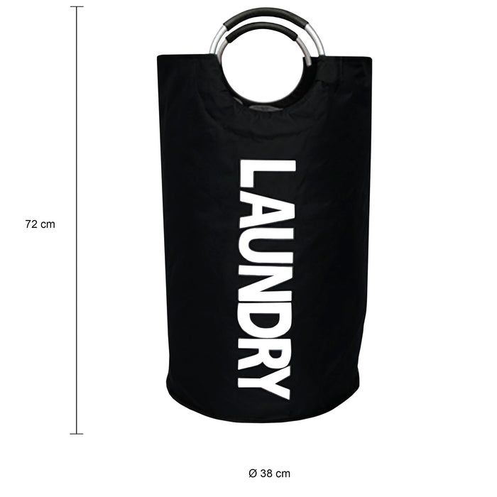 QUVIO Wasmand met handvaten - LAUNDRY - Zwart