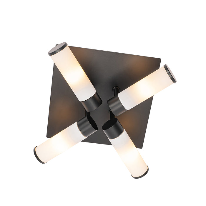 QAZQA Moderne badkamer plafondlamp zwart 4-lichts IP44 - Bath