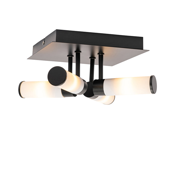 QAZQA Moderne badkamer plafondlamp zwart 4-lichts IP44 - Bath