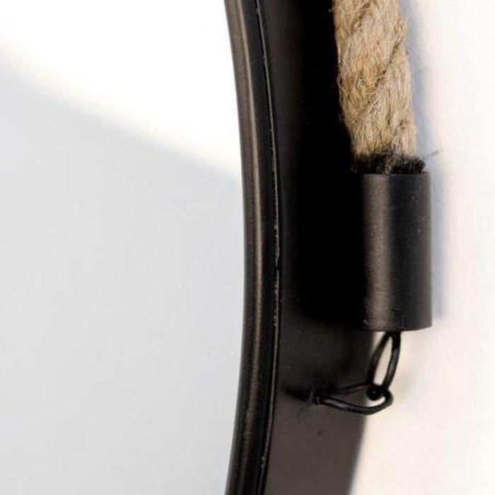 Ronde wandspiegel met touw - 38 cm - zwart|naturel