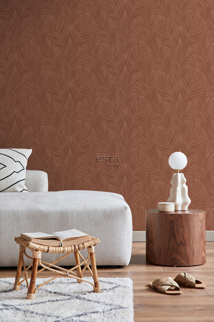 ESTAhome behang palmbladeren terracotta - 0,53 x 10,05 m - 139370
