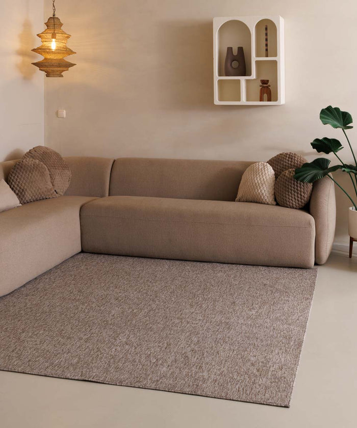 Tapeso Vierkant vloerkleed Lush - taupe - 200x200 cm