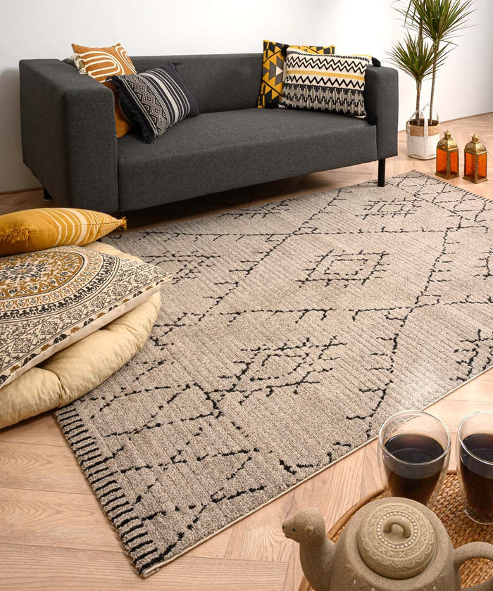 Boho&me Berber vloerkleed Beni Ouarain Sufian - grijs|zwart - 200x300