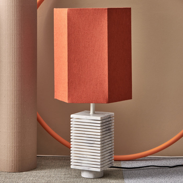 HKliving Ribbed Lampenvoet - White Marble H30