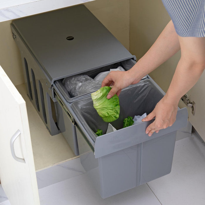 Homra Slide Inbouw Prullenbak - 2 vakken - 30L - Grijs