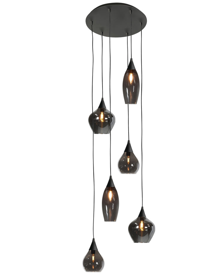 Highlight Hanglamp Cambio Black & Smoke 6 Lichts