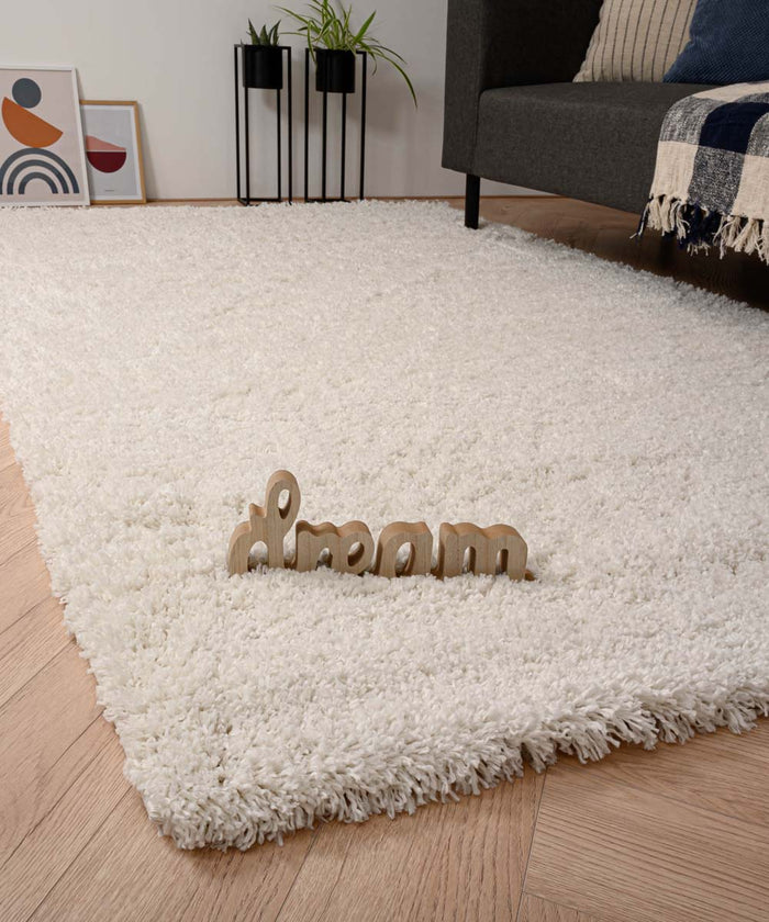 Tapeso Hoogpolig vloerkleed - Cozy Shaggy - wit - 120x170 cm