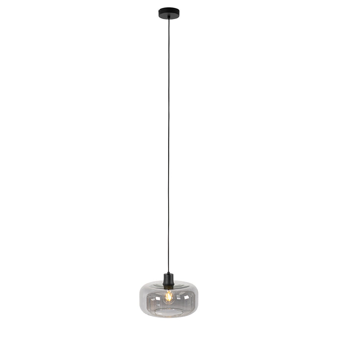 QAZQA Art deco hanglamp zwart met smoke glas - Bizle