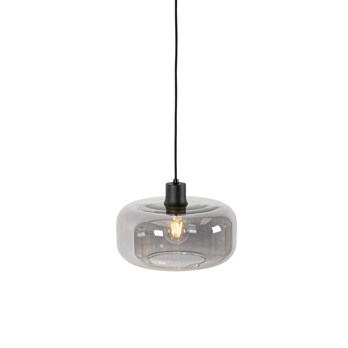 QAZQA Art deco hanglamp zwart met smoke glas - Bizle