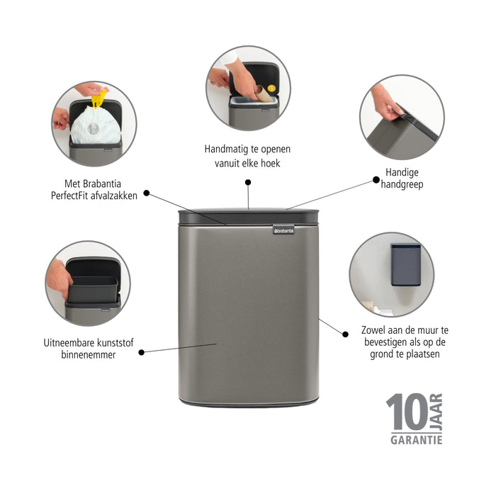 Brabantia Bo Afvalemmer 4 L - Platinum