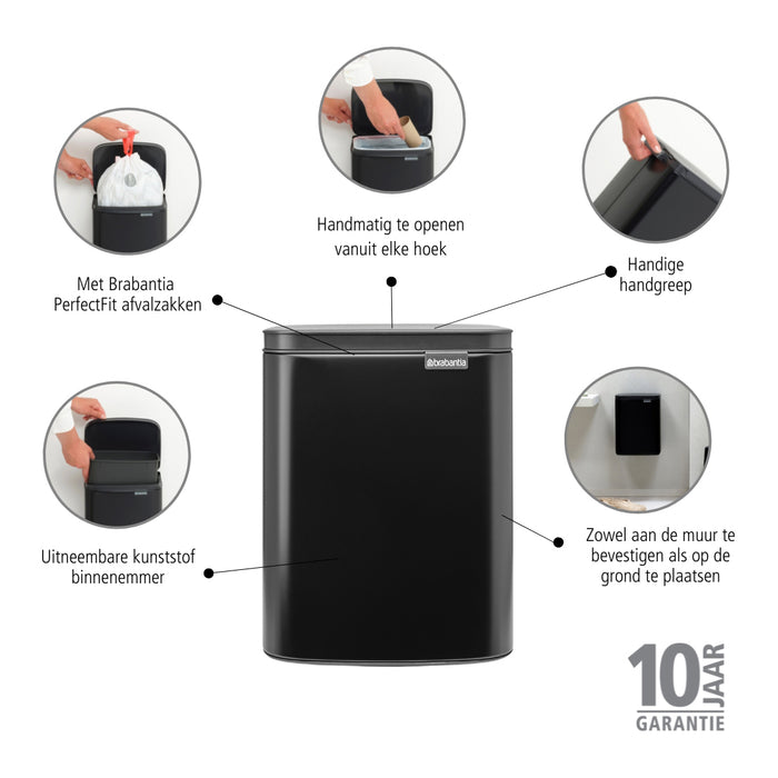 Brabantia Bo Afvalemmer 7 L - Matt Black