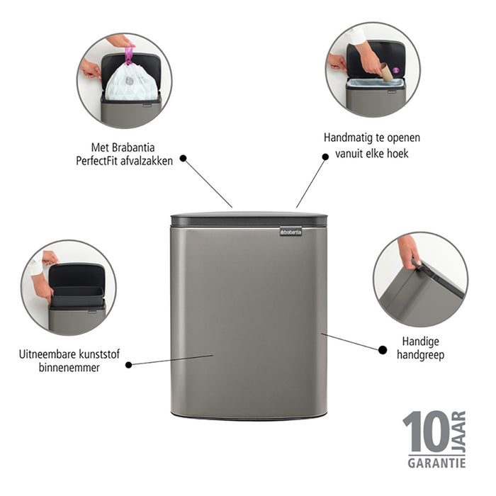 Brabantia Bo Afvalemmer 12 L - Platinum