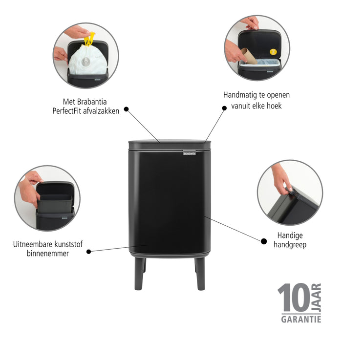 Brabantia Bo Hi Afvalemmer 4 L - Matt Black