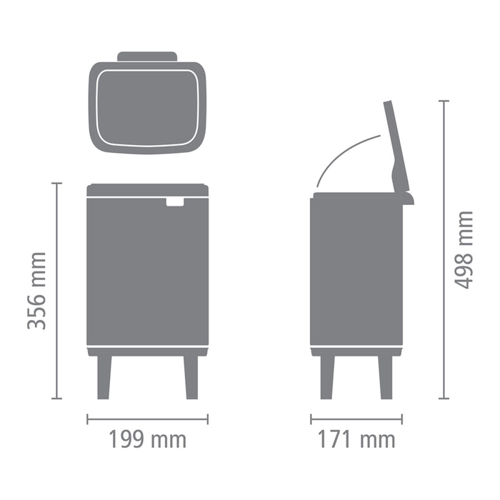 Brabantia Bo Hi Afvalemmer 4 L - Matt Black