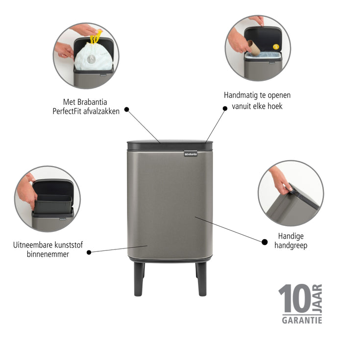 Brabantia Bo Hi Afvalemmer 4 L - Platinum