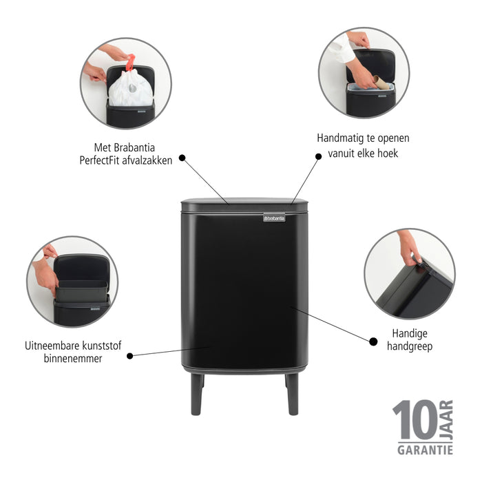 Brabantia Bo Hi Afvalemmer 7 L - Matt Black