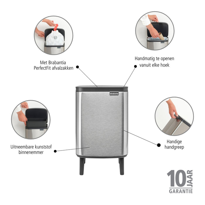 Brabantia Bo Hi Afvalemmer 7 L - Matt Steel FPP