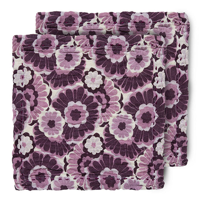 HKliving Floral Burgundy Servetten - Set van 2
