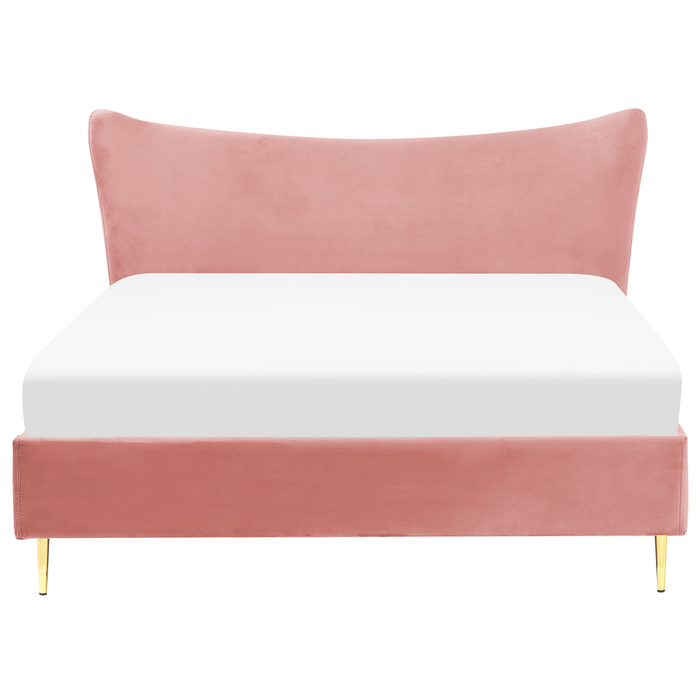 Beliani - CHALEIX - Tweepersoonsbed - Perzik - 160 x 200 cm - Fluweel