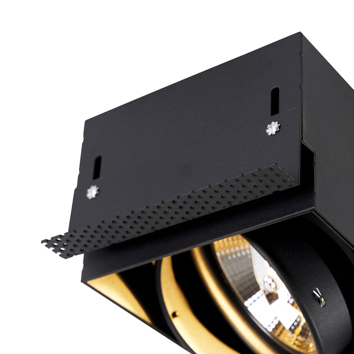 QAZQA Set van 6 inbouwspots zwart GU10 AR111 trimless 2-lichts -