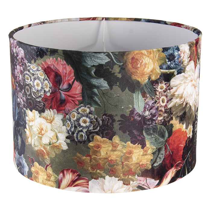 Clayre & Eef Lampenkap Hanglamp Ø 34x24 cm Zwart Geel Textiel Bloemen