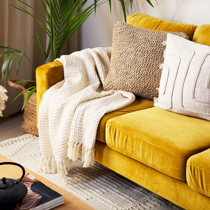 Beliani - MALU - Plaid - Lichtbeige - 125 x 150 cm - Katoen