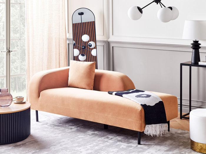 Beliani - LE CRAU - Chaise longue - Perzik - Linkerzijde - Fluweel