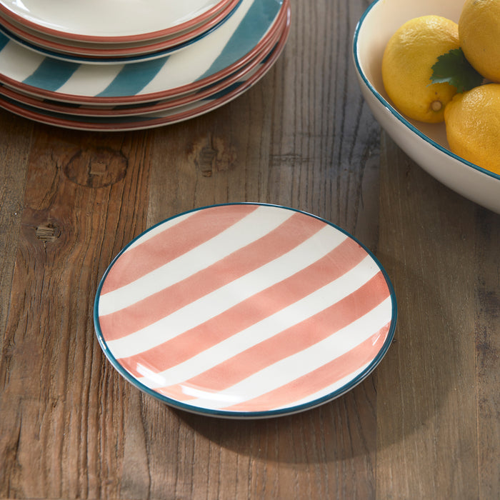 Riviera Maison Ontbijtbord gestreept - Ravello - Roze - Keramiek