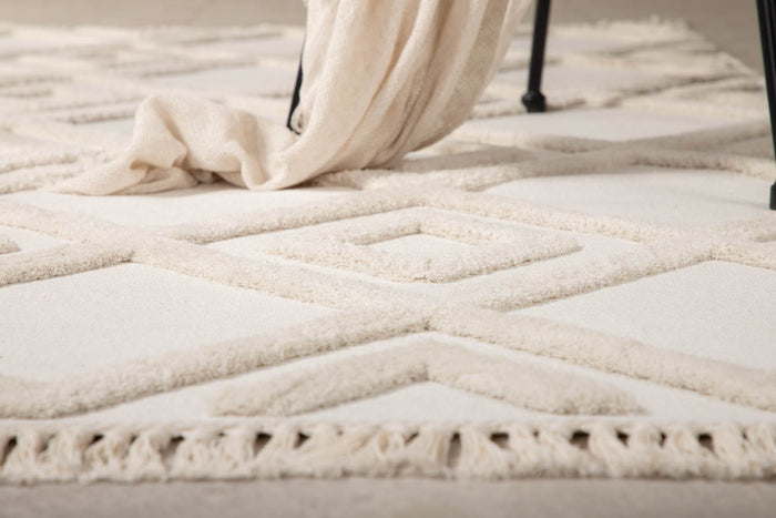 Hioshop Towa vloerkleed 230x160 cm polyester wit.