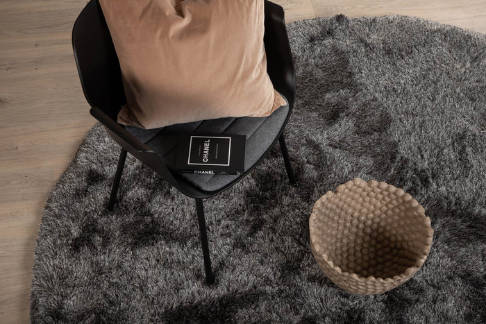 Hioshop Shiva vloerkleed Ø200 cm polyester grijs.