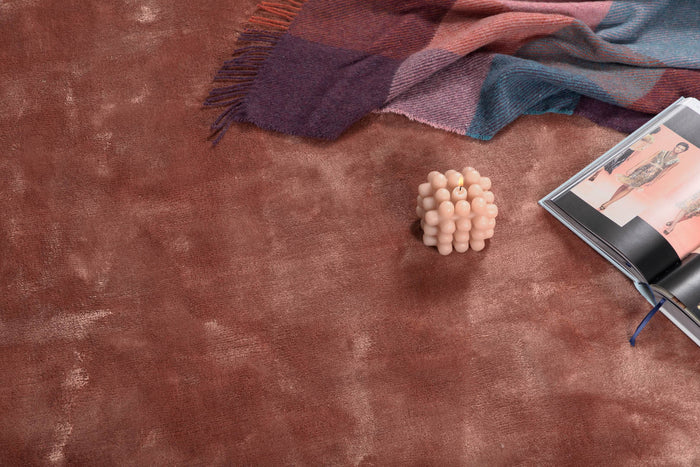 Hioshop Indra vloerkleed Ø200 cm viscose roze.