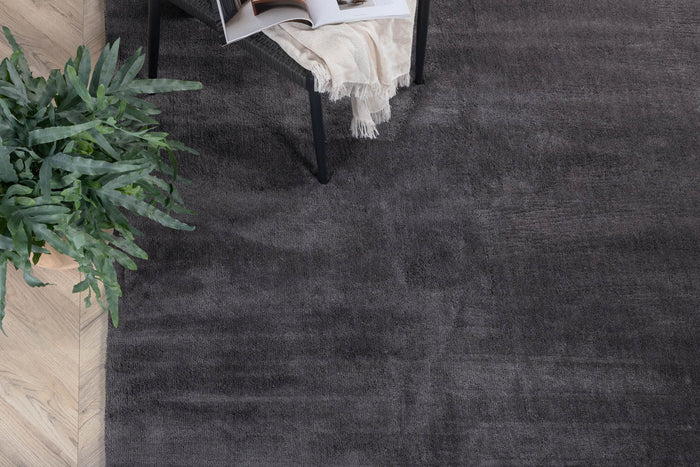 Hioshop Undra vloerkleed 300x200 cm polyester donkergrijs.