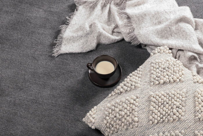 Hioshop Ulla vloerkleed Ø200 cm wol donkergrijs.