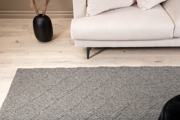 Hioshop Cloudy vloerkleed 300x200 cm wol grijs.