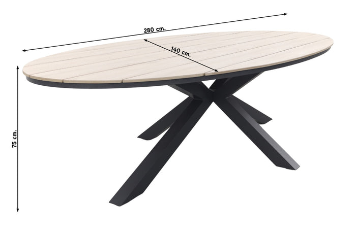 Hartman Napoli Xerix stapelbaar|Edison 280x140 tuinset ovaal