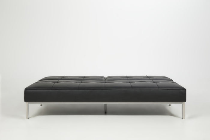 Hioshop Slaapbank Per zwart lederlook.