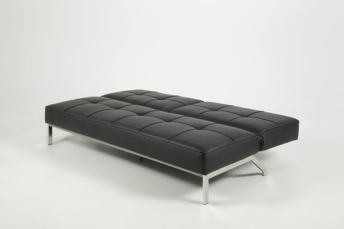 Hioshop Slaapbank Per zwart lederlook.