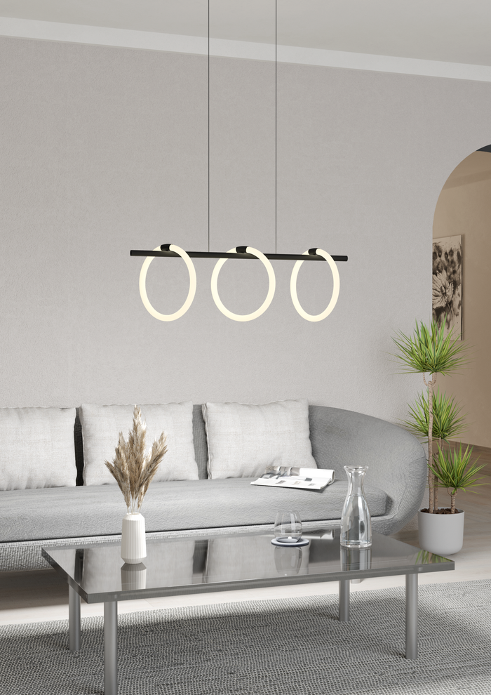 EGLO Caranacoa Hanglamp - LED - 78 cm - Zwart|Wit