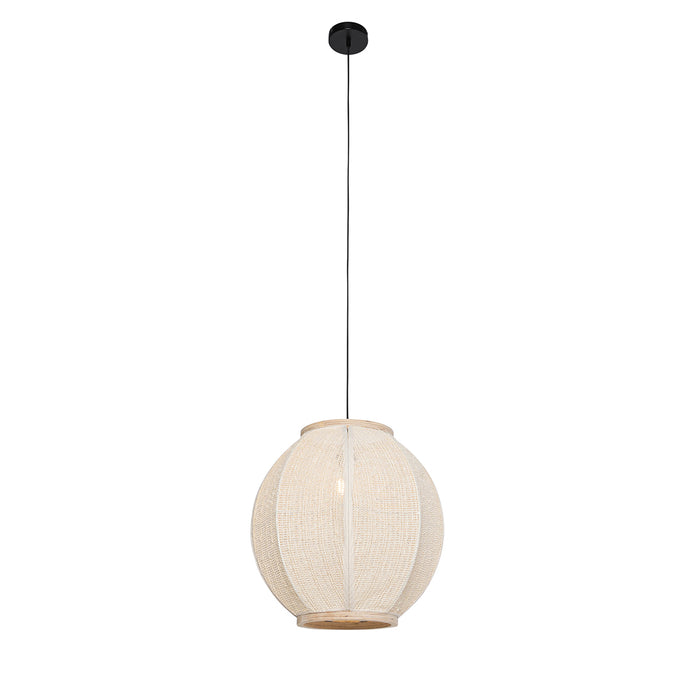QAZQA Oosterse hanglamp naturel stof 46 cm - Rob