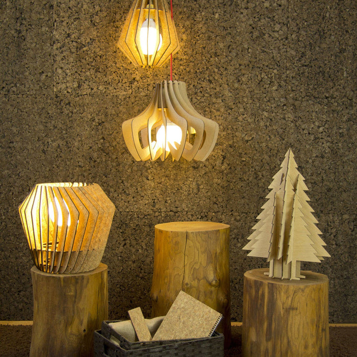 Bomerango Spin M houten hanglamp medium - met koordset wit - Ø 37 cm