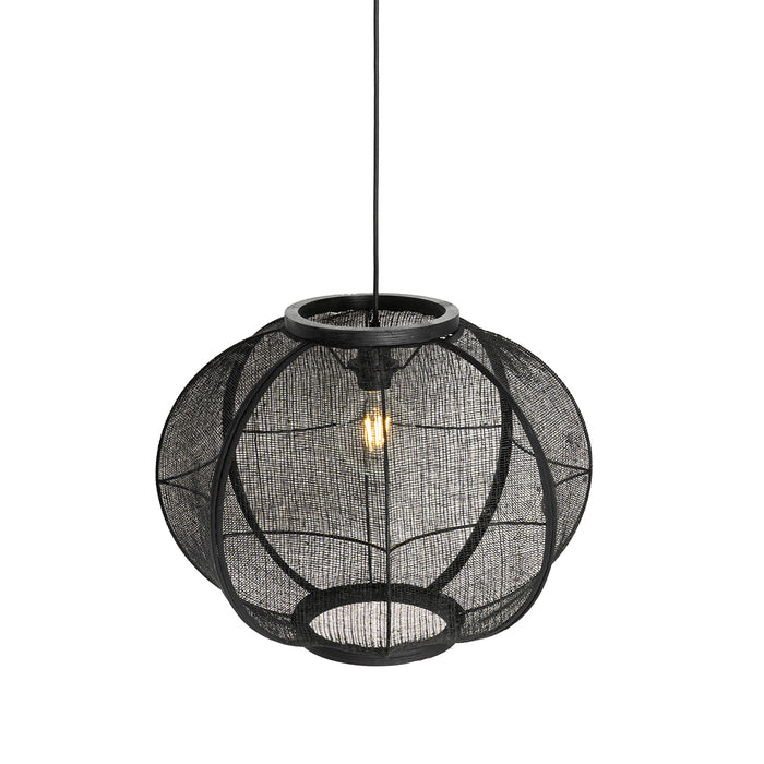 QAZQA Oosterse hanglamp zwart stof 48 cm - Rob