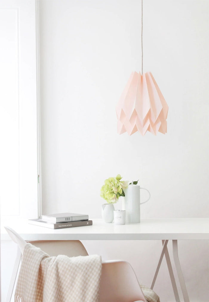 Orikomi Origami Hanglamp - Pastel Roze - Koordset wit