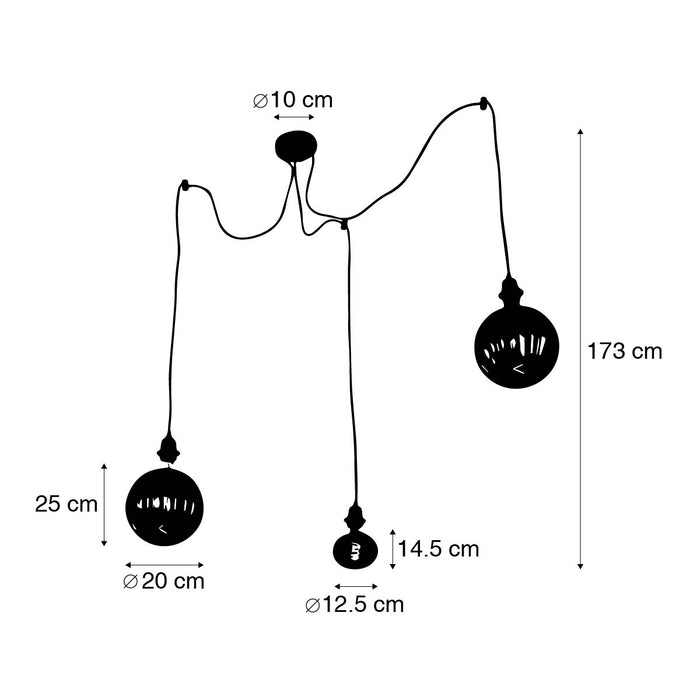 QAZQA Hanglamp goud 3-lichts incl. LED amber dimbaar - Cava Luxe