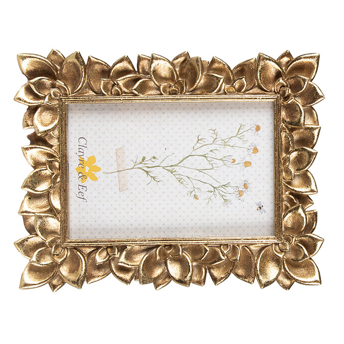 Clayre & Eef Fotolijst 10x15 cm Goudkleurig Polyresin Bloemen