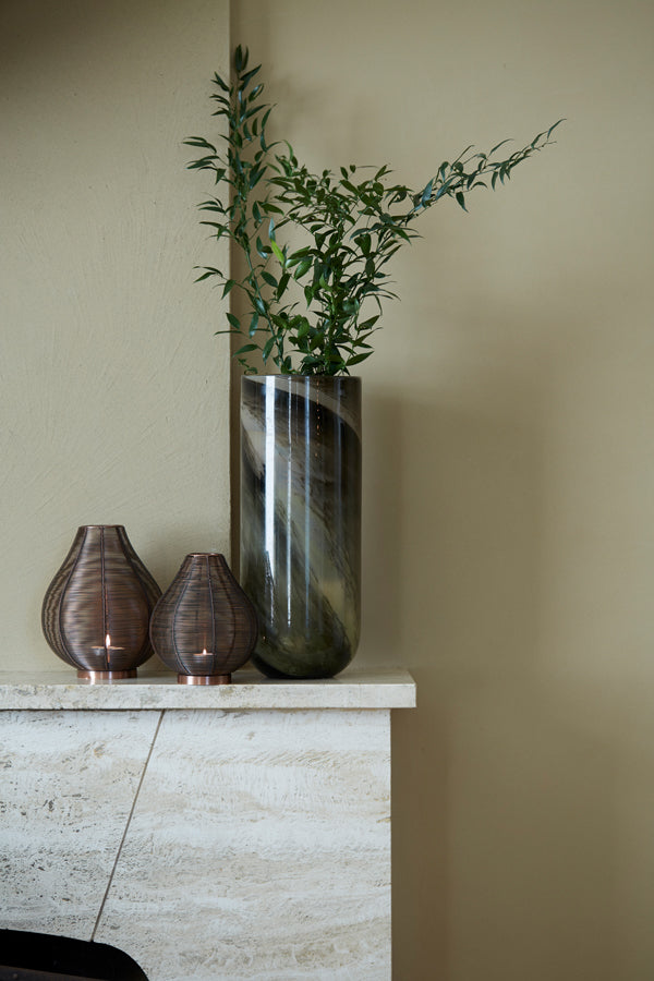 Light&living Vaas Ø20x51 cm ARABEL glas groen marmer print