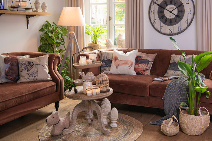 Clayre & Eef Beeld Dennenappel Ø 14x28 cm Beige Steen Kerstdecoratie