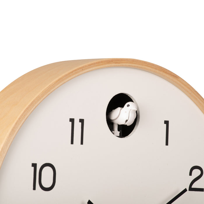 Karlsson - Wall clock Natural Cuckoo birch wood white