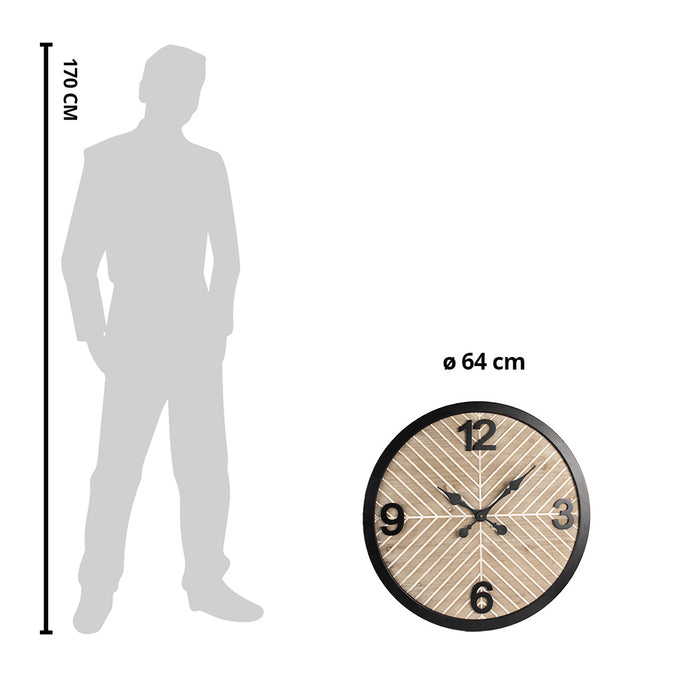 Clayre & Eef Wandklok Ø 64 cm Bruin Zwart Hout