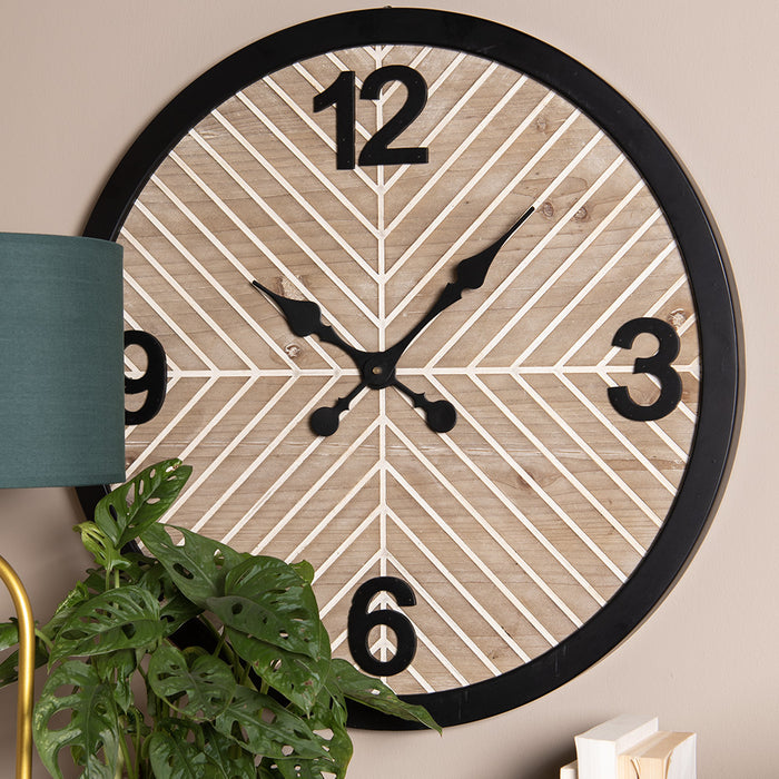 Clayre & Eef Wandklok Ø 64 cm Bruin Zwart Hout